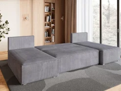 Narożniki>BROMARKT Szara kanapa narożna z funkcją spania do salonu TOP U SLIM