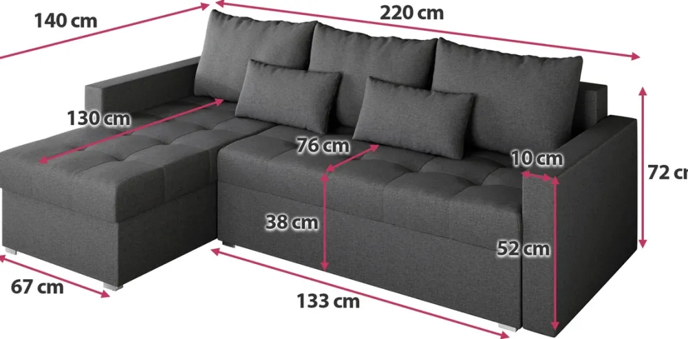 Meble Dla Dzieci|Meble Młodzieżowe>BROMARKT Szara kanapa narożna z funkcją spania HOT L