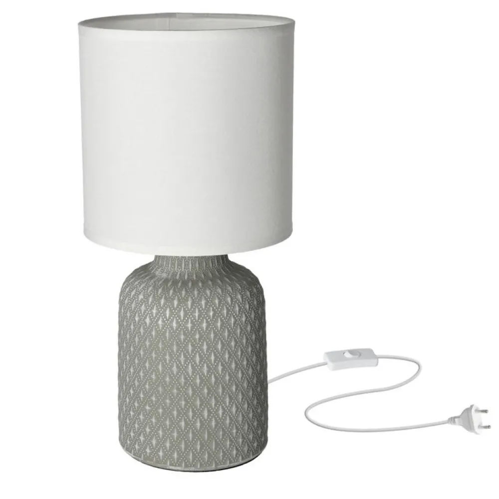 Oświetlenie Pokoju Dziecięcego|Oświetlenie Sypialni>Candellux Lighting Szara lampka nocna ceramiczna Iner