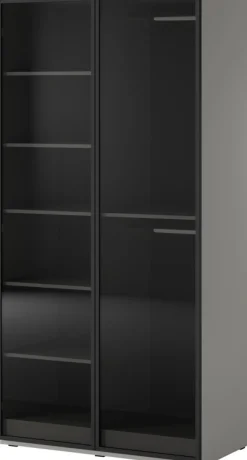 Meble Dla Dzieci|Szafy Otwierane>PIASKI Szara nowoczesna dwudrzwiowa szafa z witryną 101 cm SIGMA szary