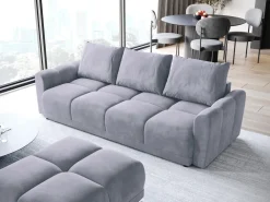 Meble Dla Dzieci|Pufy></noscript>BROMARKT Szara pufa welurowa do salonu NUBES