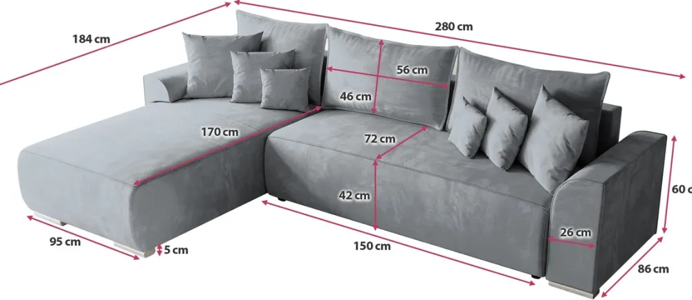 Meble Dla Dzieci|Narożniki>BROMARKT Szara rogówka do salonu z funkcją spania SYDNEY