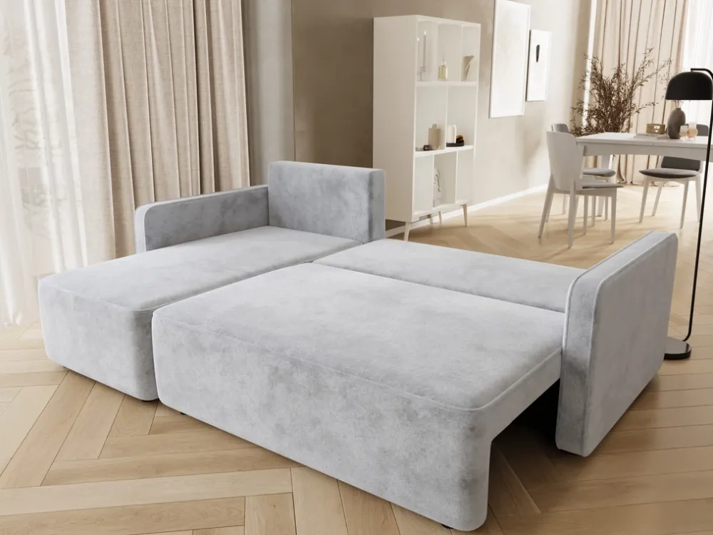 Meble Dla Dzieci|Meble Młodzieżowe>BROMARKT Szara rogówka do salonu z pojemnikiem i funkcją spania QULIO