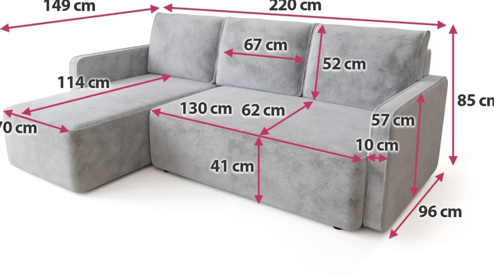 Meble Dla Dzieci|Meble Młodzieżowe>BROMARKT Szara rogówka do salonu z pojemnikiem i funkcją spania QULIO