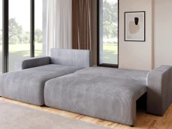 Narożniki>BROMARKT Szara rogówka rozkładana z funkcją spania i pojemnikiem PUMI XL