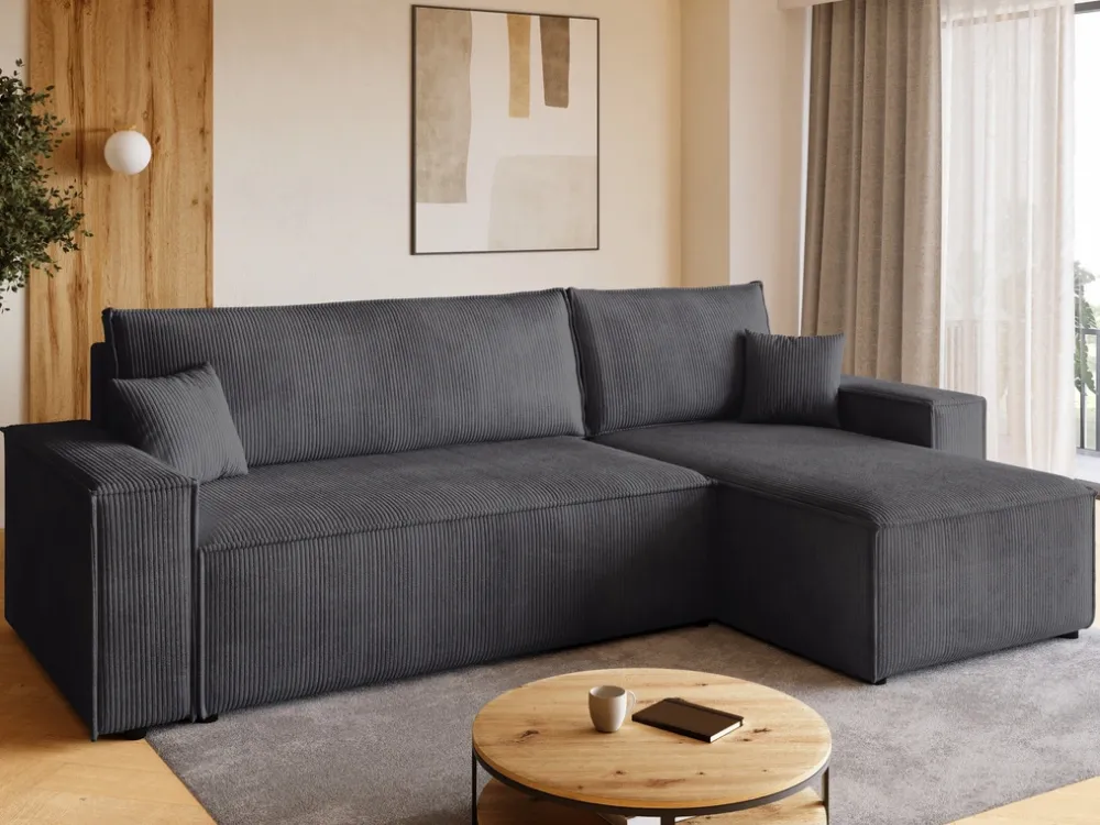 Meble Dla Dzieci|Meble Młodzieżowe>BROMARKT Szara rogówka rozkładana z funkcją spania i pojemnikiem ADI