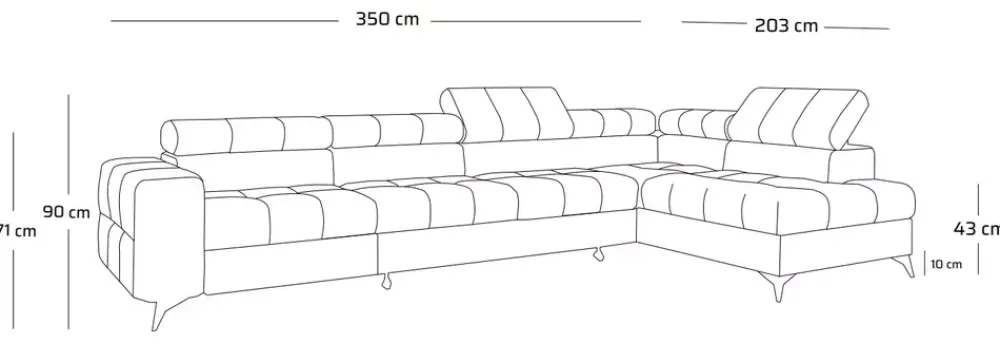 Narożniki>NEXT COLLECTION Szara rogówka w stylu nowoczesnym z regulowanymi zagłówkami POLA funkcja spania pianka HR