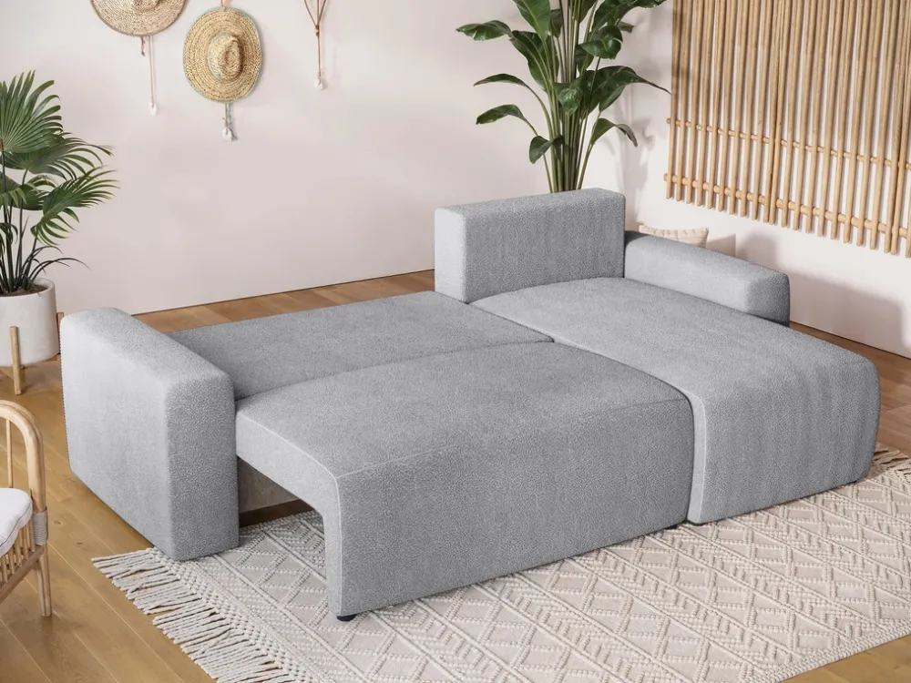 Meble Dla Dzieci|Meble Młodzieżowe>BROMARKT Szara rogówka z funkcją spania i pojemnikiem na pościel PLUSH L baranek