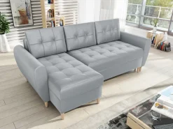 Narożniki></noscript>IZABELLA MEBLE Szara rogówka z funkcją spania i pojemnikiem do salonu HENRY