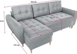 Narożniki></noscript>IZABELLA MEBLE Szara rogówka z funkcją spania i pojemnikiem do salonu HENRY