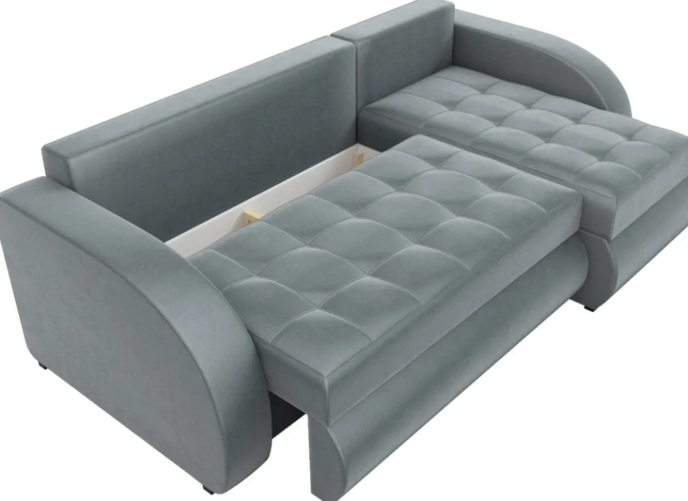 Narożniki>IZABELLA MEBLE Szara rozkładana kanapa narożna z funkcją spania do salonu BERGEN