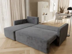Meble Dla Dzieci|Meble Młodzieżowe>BROMARKT Szara rozkładana kanapa narożna do salonu z funkcją spania QULIO