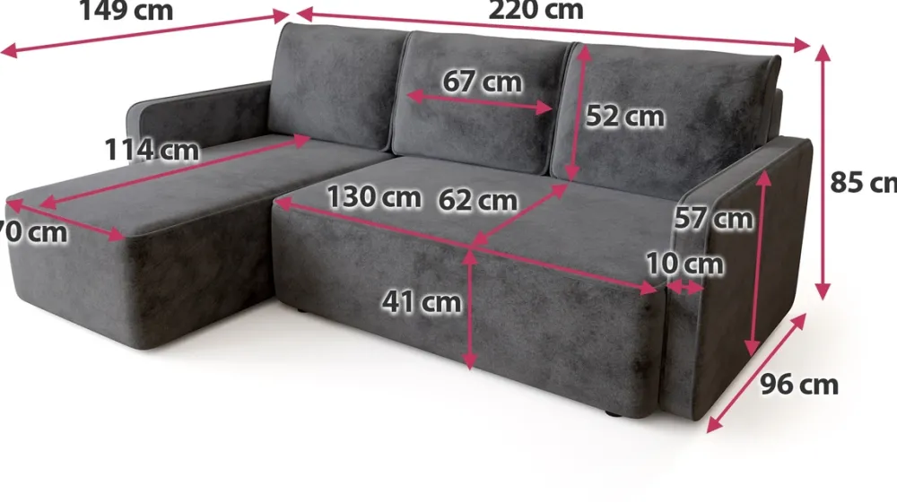 Meble Dla Dzieci|Meble Młodzieżowe>BROMARKT Szara rozkładana kanapa narożna do salonu z funkcją spania QULIO