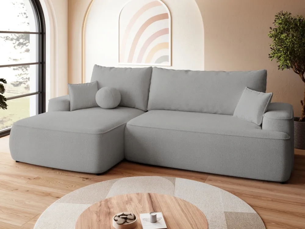Meble Dla Dzieci|Narożniki>BROMARKT Szara rozkładana kanapa narożna do salonu CARMELLO