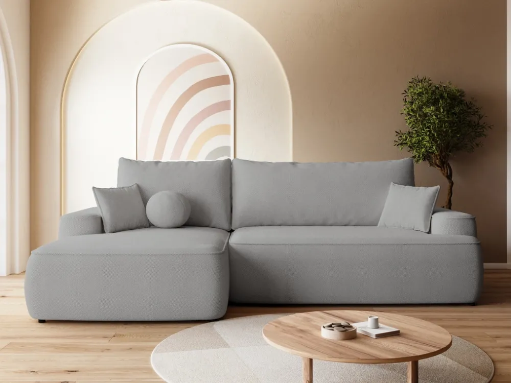 Meble Dla Dzieci|Narożniki>BROMARKT Szara rozkładana kanapa narożna do salonu CARMELLO