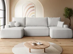 Narożniki>BROMARKT Szara rozkładana rogówka do salonu z funkcją spania CARMELLO U