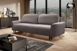 Meble Dla Dzieci|Kanapy I Sofy></noscript>LASKI Szara sofa do salonu z funkcją spania VELINA pojemnik na pościel