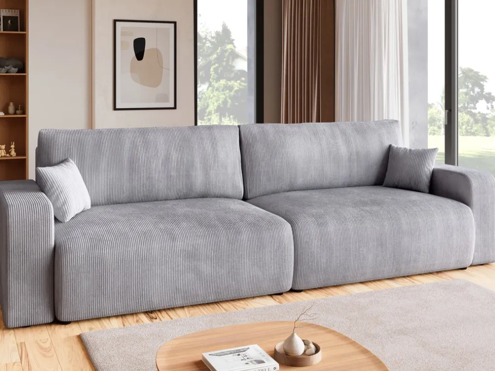 Meble Dla Dzieci|Meble Młodzieżowe>BROMARKT Szara sofa rozkładana do salonu z funkcją spania i pojemnikiem PUMI