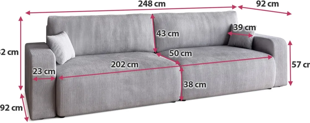 Meble Dla Dzieci|Meble Młodzieżowe>BROMARKT Szara sofa rozkładana do salonu z funkcją spania i pojemnikiem PUMI