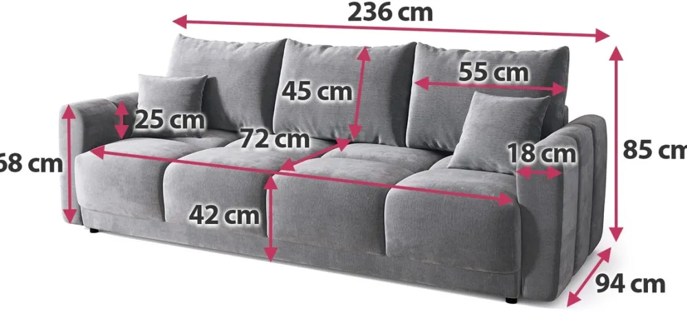 Kanapy I Sofy|Zestawy Mebli Do Przedpokoju>BROMARKT Szara sofa rozkładana do salonu NUBES