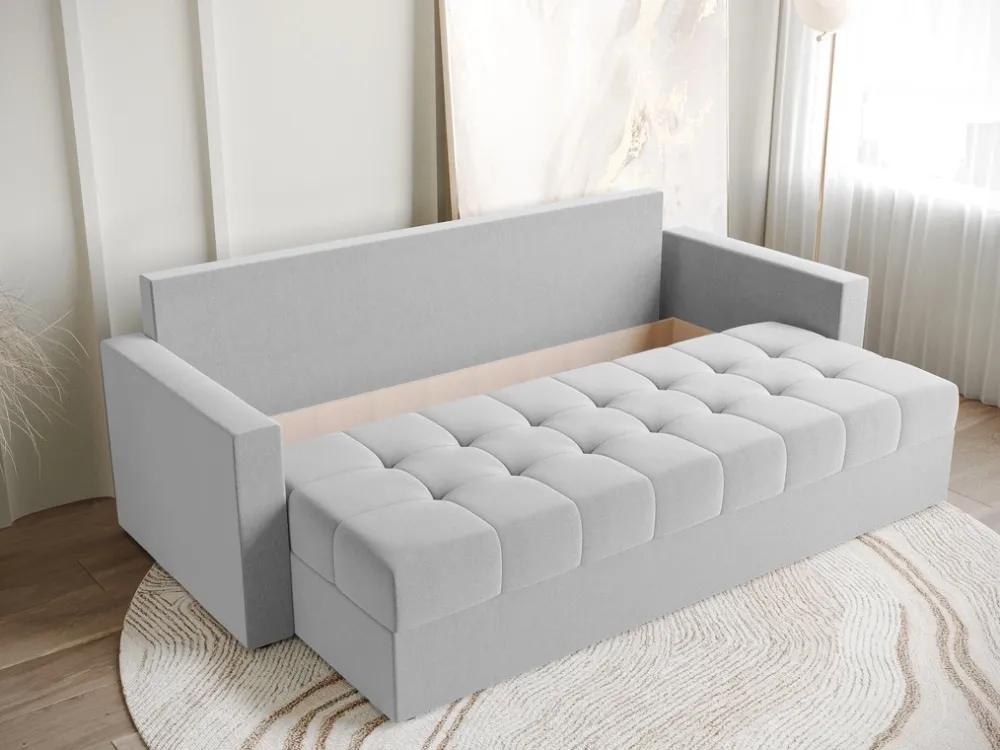 Meble Dla Dzieci|Meble Młodzieżowe>BROMARKT Szara sofa trzyosobowa z funkcją spania HOT pojemnik na pościel