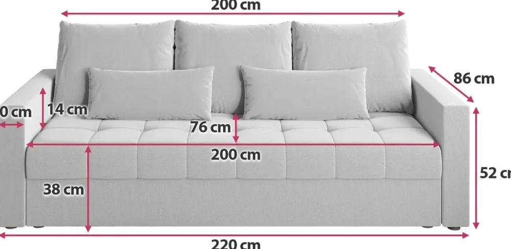 Meble Dla Dzieci|Meble Młodzieżowe>BROMARKT Szara sofa trzyosobowa z funkcją spania HOT pojemnik na pościel