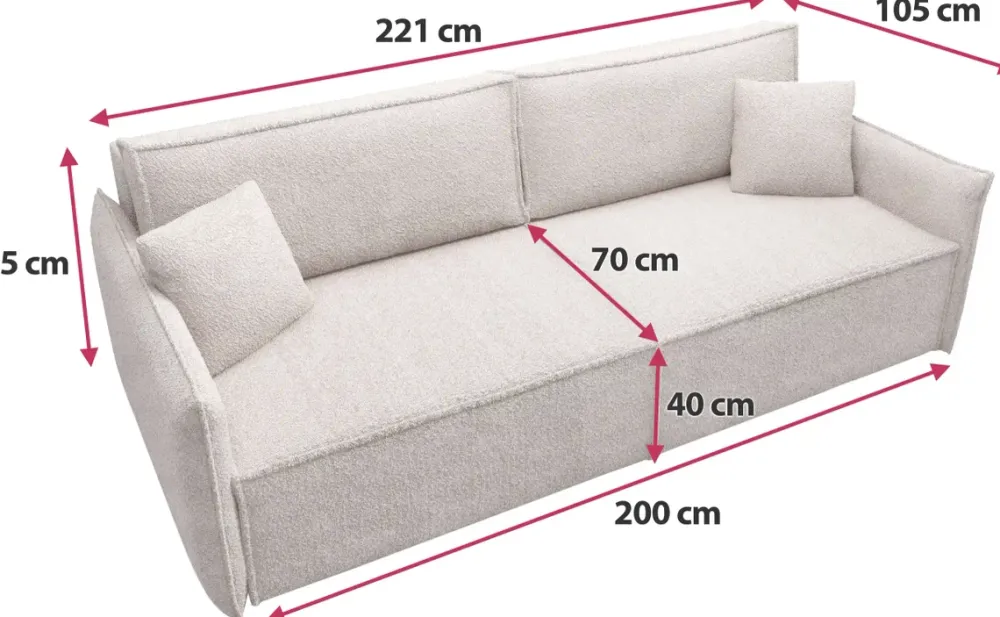 Meble Dla Dzieci|Kanapy I Sofy>BROMARKT Szara sofa trzyosobowa z funkcją spania rozkładana RIMO