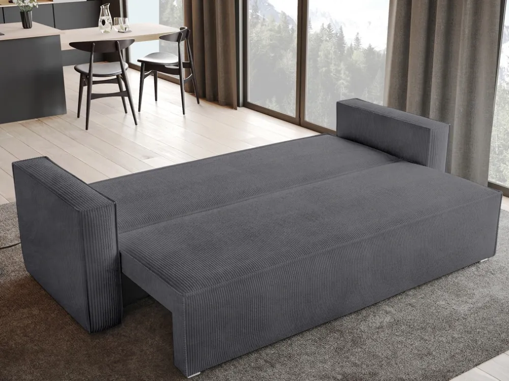 Meble Dla Dzieci|Meble Młodzieżowe>BROMARKT Szara sofa z funkcją spania TOP sztruks pojemnik na pościel