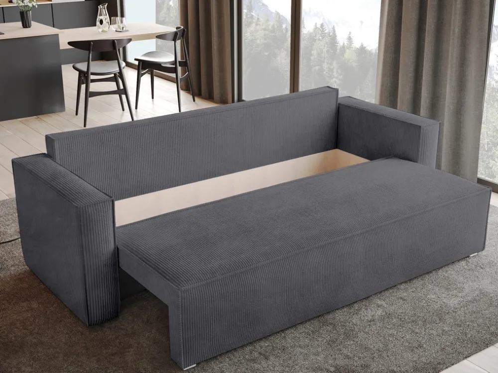 Meble Dla Dzieci|Meble Młodzieżowe>BROMARKT Szara sofa z funkcją spania TOP sztruks pojemnik na pościel