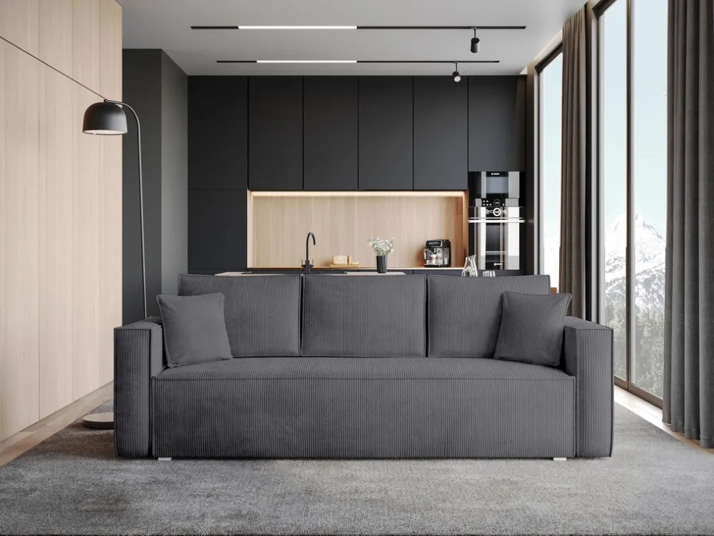 Meble Dla Dzieci|Meble Młodzieżowe>BROMARKT Szara sofa z funkcją spania TOP sztruks pojemnik na pościel