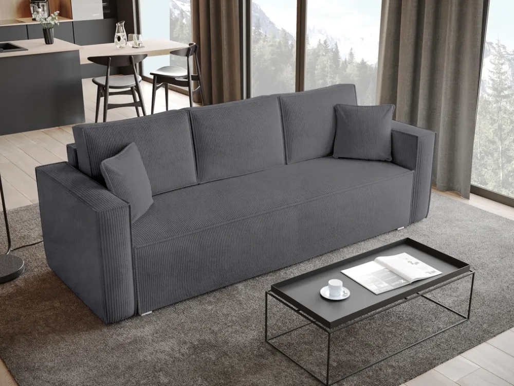 Meble Dla Dzieci|Meble Młodzieżowe>BROMARKT Szara sofa z funkcją spania TOP sztruks pojemnik na pościel