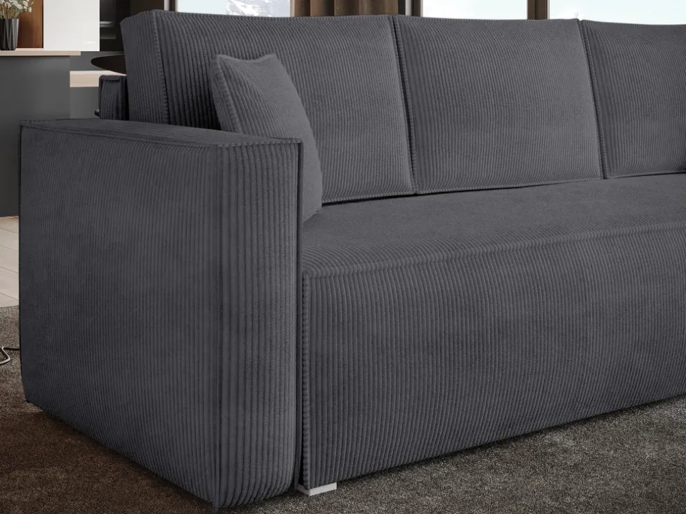 Meble Dla Dzieci|Meble Młodzieżowe>BROMARKT Szara sofa z funkcją spania TOP sztruks pojemnik na pościel