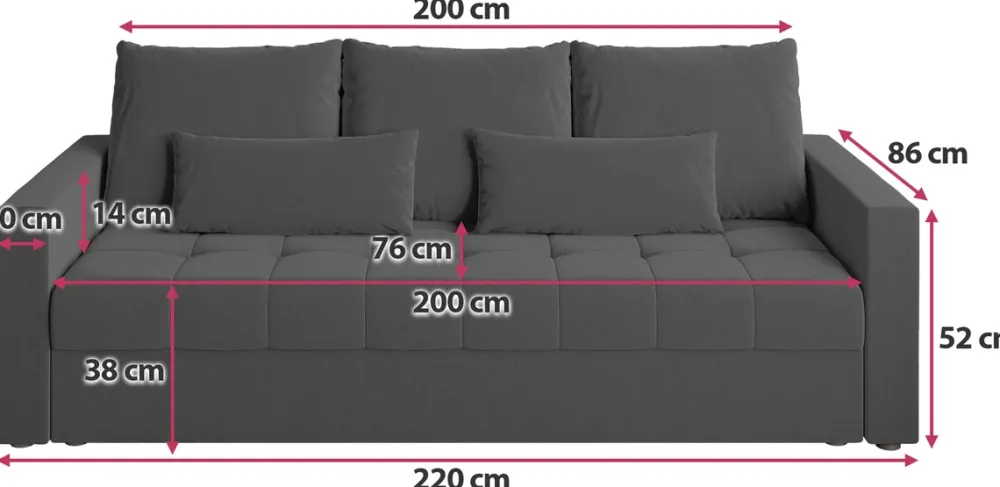Kanapy I Sofy|Meble Dla Dzieci>BROMARKT Szara sofa z funkcją spania do salonu HOT pojemnik na pościel