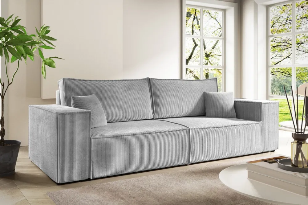 Meble Dla Dzieci|Kanapy I Sofy>BROMARKT Szara sofa z funkcją spania do salonu rozkładana sztruksowa PEDRO