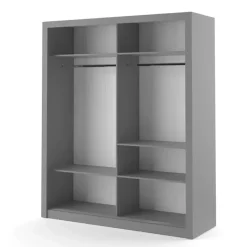 Zestawy Mebli Do Sypialni|Szafy Dwudrzwiowe>lenart. Szara szafa przesuwna 180 cm z lustrem półki ARTI szary