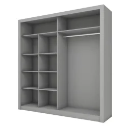 Zestawy Mebli Do Sypialni|Szafy Dwudrzwiowe>lenart. Szara szafa przesuwna z półkami 200 cm lustro ARTI szary