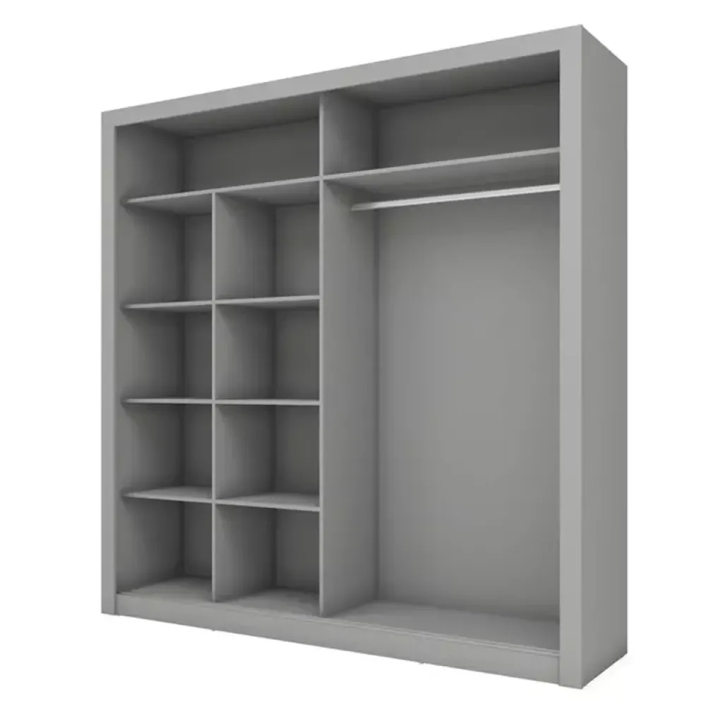 Zestawy Mebli Do Sypialni|Szafy Dwudrzwiowe>lenart. Szara szafa przesuwna z półkami 200 cm lustro ARTI szary