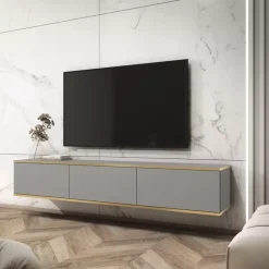 Zestawy Mebli Do Salonu|Szafki Rtv>PIASKI Szara szafka RTV 175 cm ORVIETO