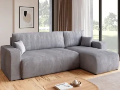 Meble Dla Dzieci|Meble Młodzieżowe>BROMARKT Szara sztruksowa kanapa narożna funkcją spania PUMI