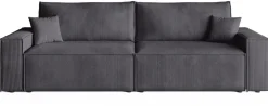 Kanapy I Sofy></noscript>BROMARKT Szara sztruksowa kanapa z funkcją spania i pojemnikiem na pościel ADI
