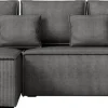 Narożniki>IZABELLA MEBLE Szara sztruksowa rozkładana kanapa narożna z funkcją spania DEXTER