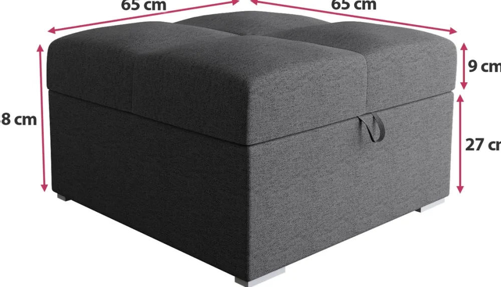 Meble Dla Dzieci|Meble Młodzieżowe>BROMARKT Szara tapicerowana pufa do salonu ze schowkiem HOT