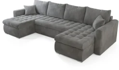 Narożniki>BROMARKT Szara welurowa rogówka rozkładana do salonu z funkcją spania LUIS U
