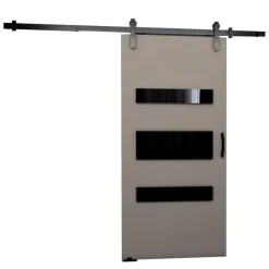 Drzwi Przesuwne>przesuwne.com Szare drzwi przesuwne do pokoju 80 cm PELSO naścienne szary