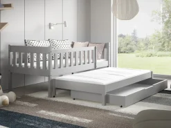 Łóżka Dziecięce|Łóżka Ze Stelażem></noscript>Meblomal Szare łóżko do pokoju dziecięcego w stylu skandynawskim 80x160 cm NEBULA szary