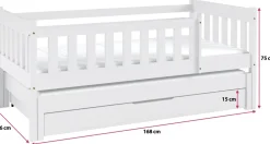 Łóżka Dziecięce|Łóżka Ze Stelażem></noscript>Meblomal Szare łóżko do pokoju dziecięcego w stylu skandynawskim 80x160 cm NEBULA szary