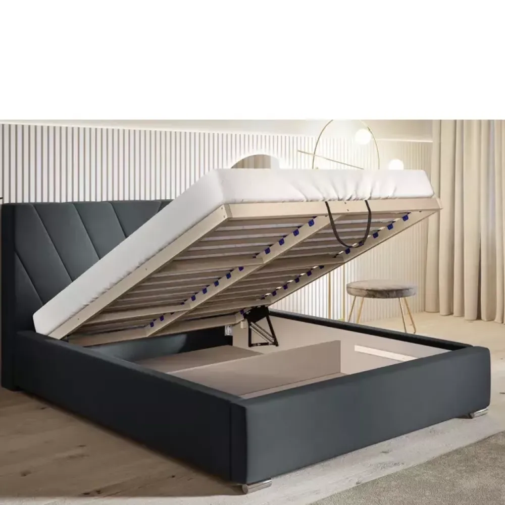 Łóżka Z Pojemnikiem|Łóżka Szare>Riban Szare łóżko do sypialni 180x200 cm CASHEL