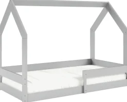 Łóżka Dziecięce|Łóżka Ze Stelażem>Meblomal Szare łóżko domek z drewna sosnowego do pokoju dziecięcego 80x160 cm MELANIA szary