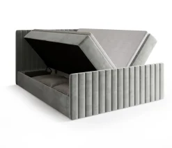 Meble Młodzieżowe|Łóżka Małżeńskie>BROMARKT Szare łóżko dwuosobowe kontynentalne DREAM DUO 140x200 cm z pojemnikiem