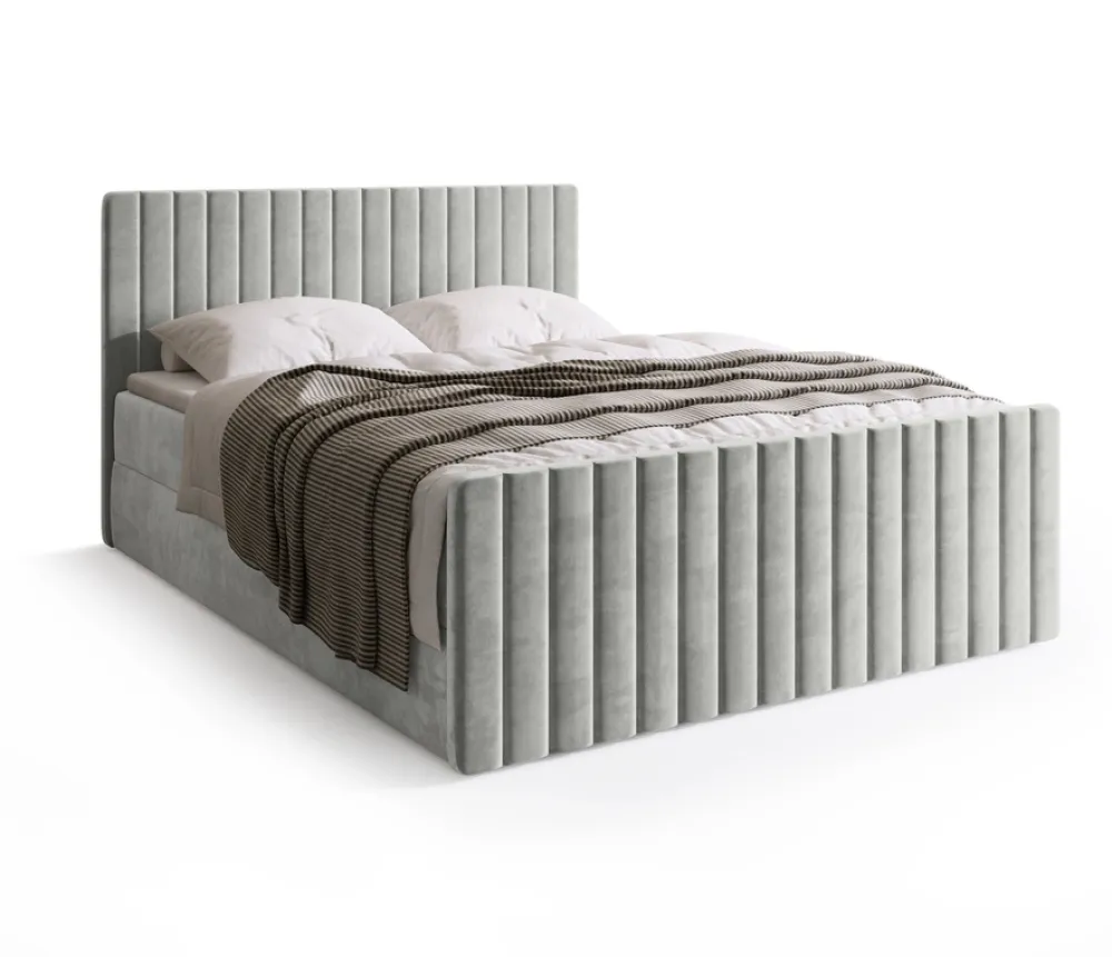 Meble Młodzieżowe|Łóżka Małżeńskie>BROMARKT Szare łóżko dwuosobowe kontynentalne DREAM DUO 140x200 cm z pojemnikiem